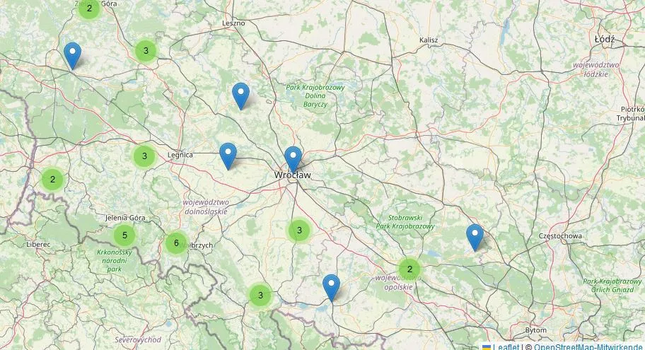 Bild von der interaktiven Karte der Sammlung.